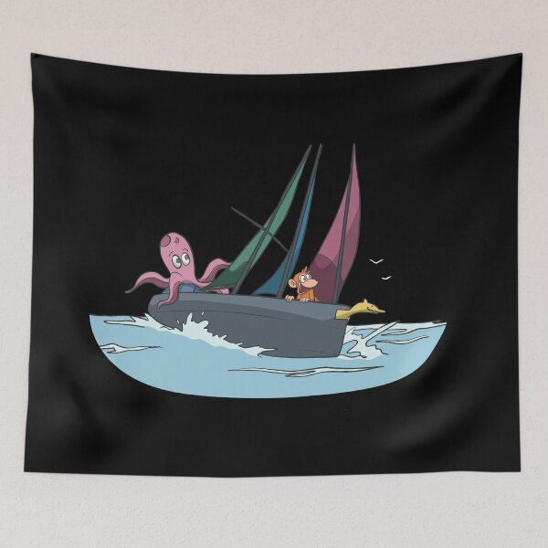 Item preview, Sailboat with octopus in inclined position designed and sold by Monkey Ful.