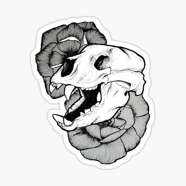 Floral Lion Skull Sticker