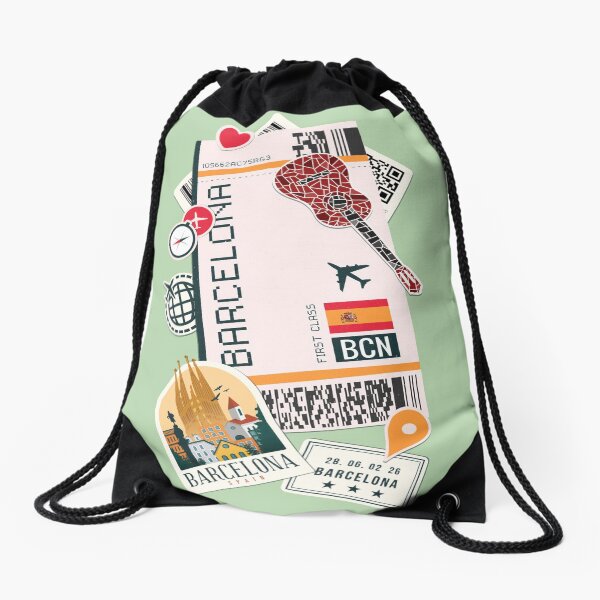 BOARDING PASS BARCELONA Drawstring Bag