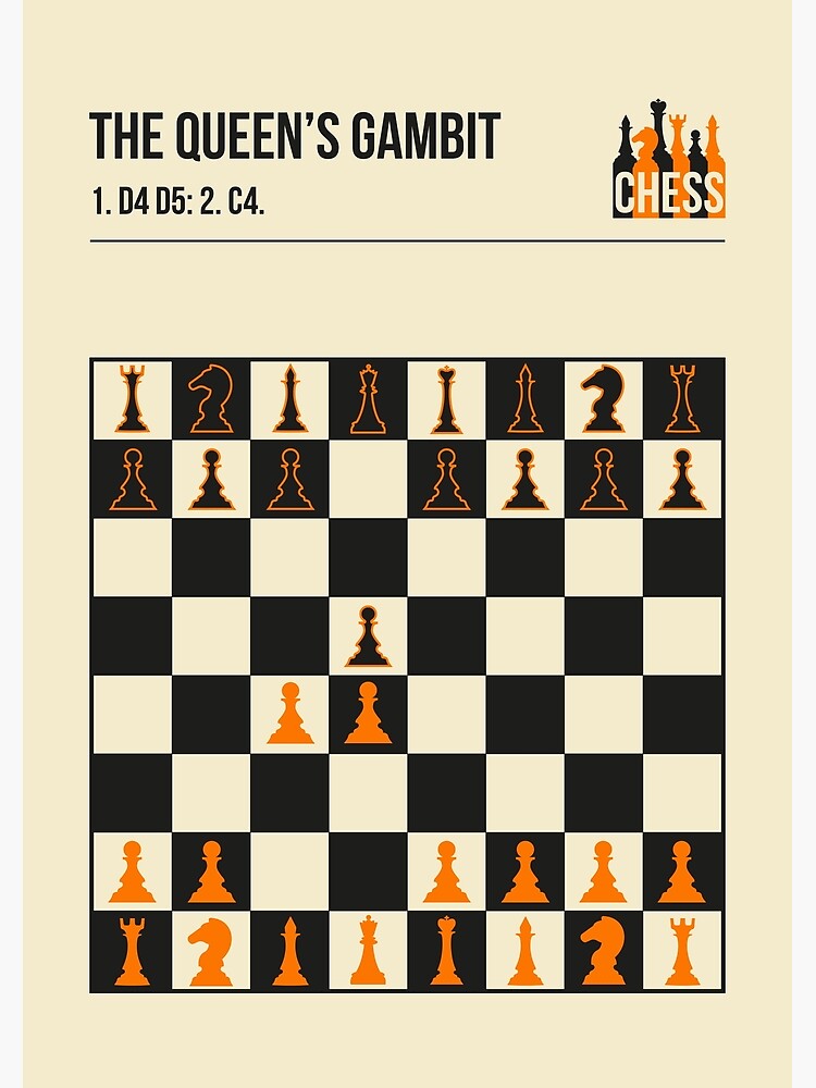 Disover The Queens Gambit Chess Opening Poster Fine Art Print Premium Matte Vertical Poster