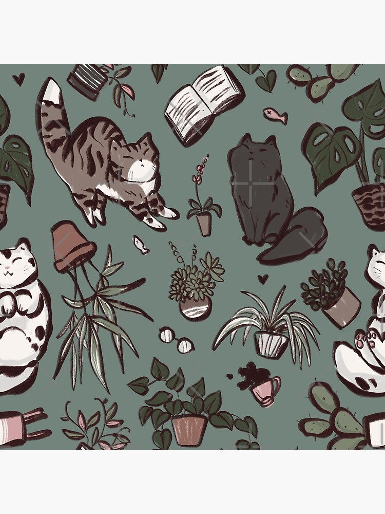 house-plants-and-cats-poster-for-sale-by-plantmoth-redbubble