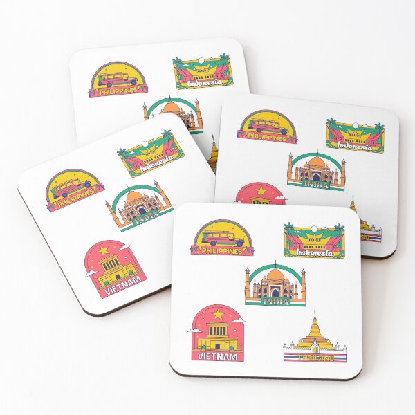 Item preview, Globe trotter retro stamps of Philippines Indonesia India Thailand Vietnam South East Asia designed and sold by sun-shadoww.