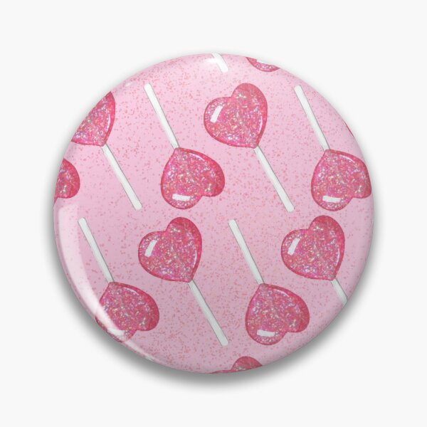 Item preview, Pink Glitter Candy Heart Lollipop Pattern designed and sold by RoserinArt.