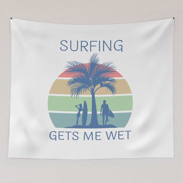 Item preview, Surfing Gets Me Wet Retro Sunset designed and sold by liftdesign.