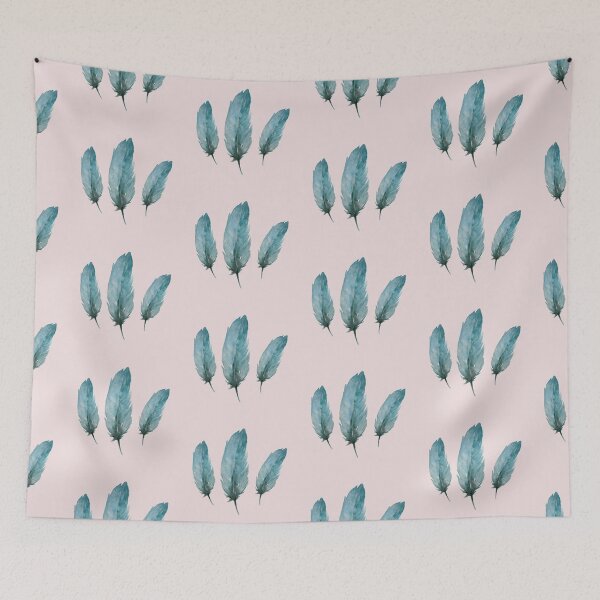 Item preview, blue feathers with pink background designed and sold by NaturaFotos.