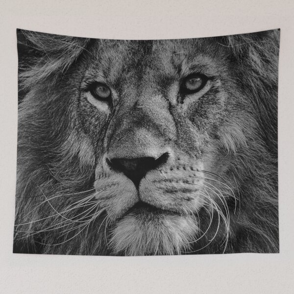 Item preview, King of the Jungle Lion Face Leo Zodiac Black and White Op Art designed and sold by hyproinc.
