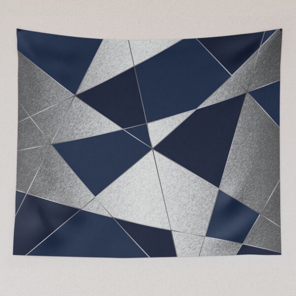 Item preview, Silver and blue abstract line geometric pattern designed and sold by CynthiaGraphics.