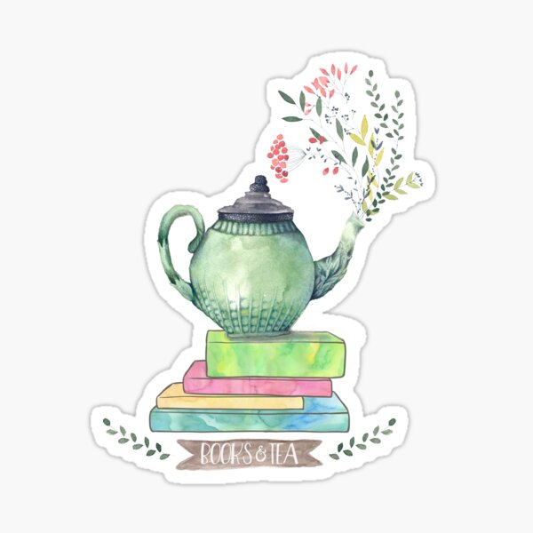 Item preview, Books & Tea Watercolor designed and sold by eviebookish.