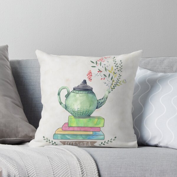 Item preview, Books & Tea Watercolor designed and sold by eviebookish.
