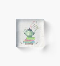 Books & Tea Watercolor Acrylic Block