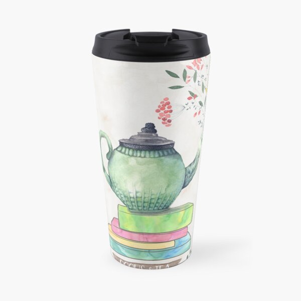 Books & Tea Watercolor Travel Mug