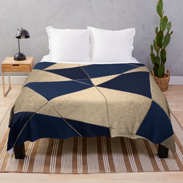 Item preview, Gold and blue abstract line geometric pattern designed and sold by CynthiaGraphics.