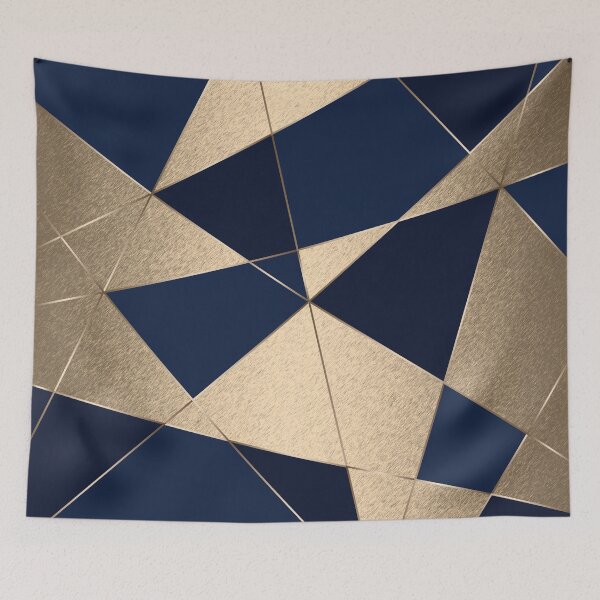 Item preview, Gold and blue abstract line geometric pattern designed and sold by CynthiaGraphics.