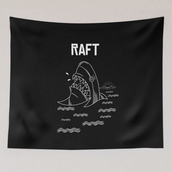 Item preview, Raft Game Funny Shark Attack Minimalist Line art  designed and sold by sun-shadoww.
