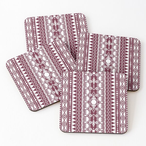 Item preview, Bohemian ornament 30122020 white on dark red designed and sold by pASob-dESIGN.