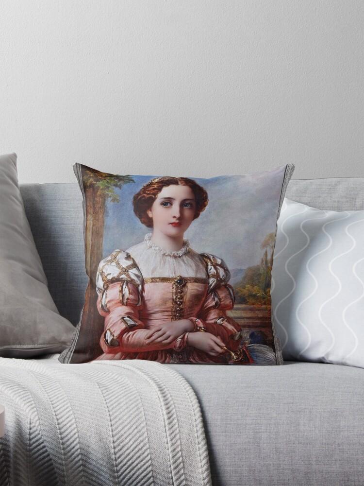 Beatrice by Thomas-Francis Dicksee Old Masters Classical Fine Art Reproduction Decorative Art Print Throw Pillow