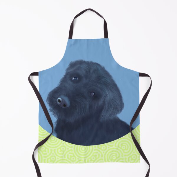 Item preview, Portuguese Water Dog art on blue and lime background designed and sold by forziati design.