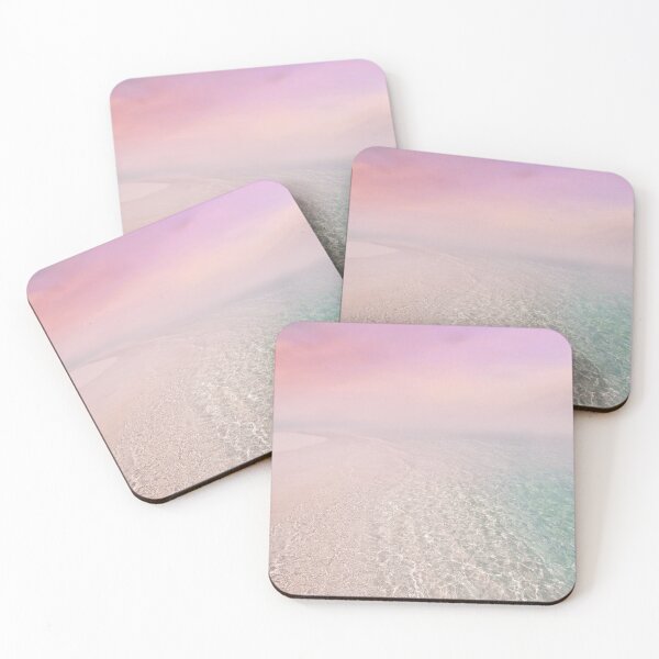 Item preview, Beach Scene Dream Beach Tropical Pink Sky Photo Print designed and sold by twigandmeadow.