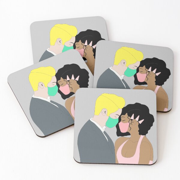 Item preview,  Covid Valentine's day 2021 Interracial Couple designed and sold by FreakyNerdTees.