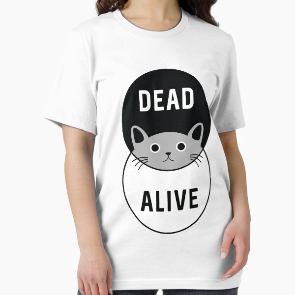 Vista previa del artículo con la obra «El gato de Schrödinger: ¡vivo o muerto!», diseñado y vendido por OffensiveFun.