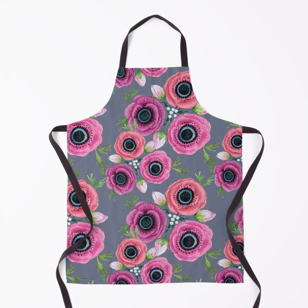 Item preview, Anemones watercolor floral on grey designed and sold by MagentaRose.