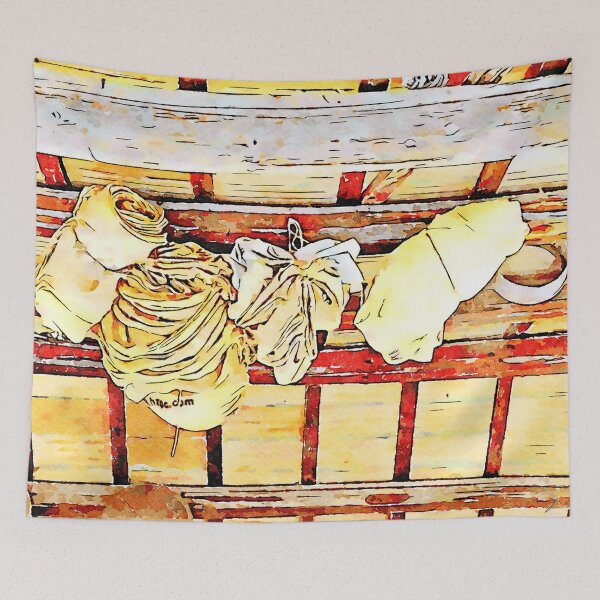 Item preview, Hortus Conclusus: rolled-up sacks hang in the attic designed and sold by Giuseppe Cocco.