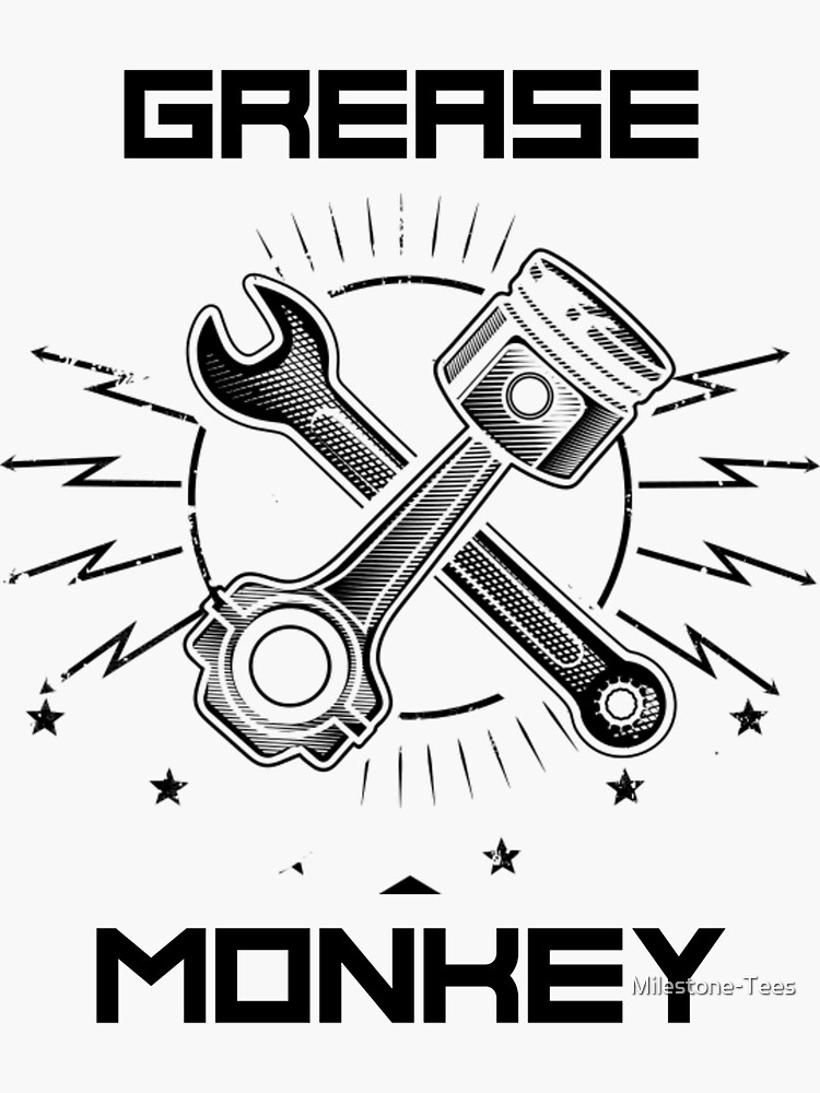 "Grease Monkey Mechanic Wrench Piston" Sticker by