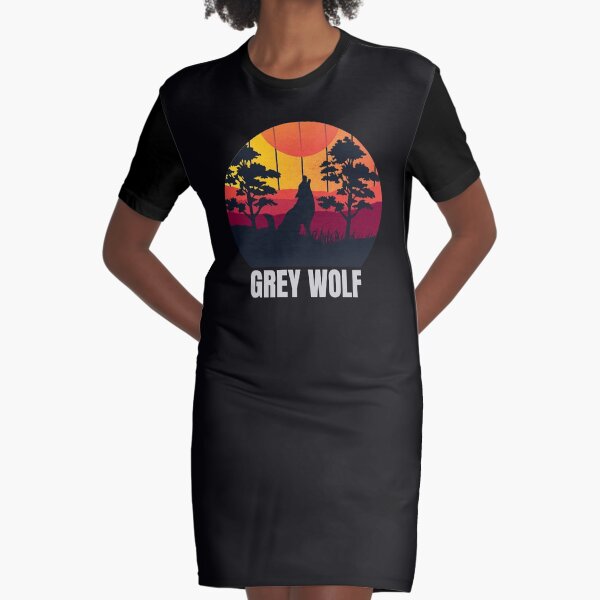 Grey Wolf Graphic T-Shirt Dress