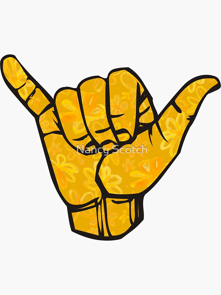 "Yellow Shaka" Sticker for Sale by Nancy Scotch Redbubble