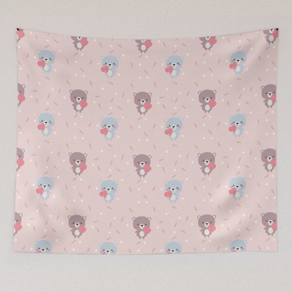 Item preview, Lovely Chubby Teddy Bear Holding Heart Seamless Pattern designed and sold by ZeLittleFamily.