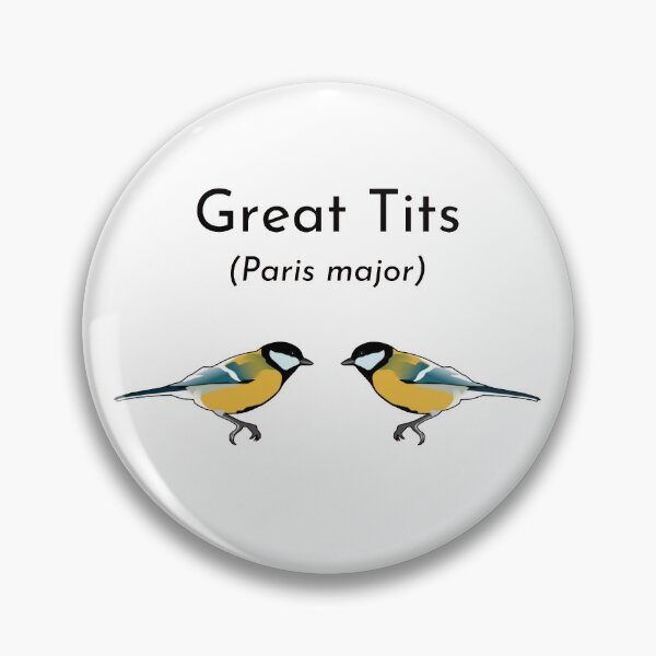Item preview, Great Tits Funny Bird T-Shirt (black text) designed and sold by BirdWorksRI.