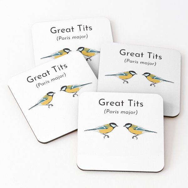 Item preview, Great Tits Funny Bird T-Shirt (black text) designed and sold by BirdWorksRI.