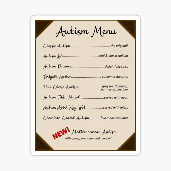 Autism Menu Sticker