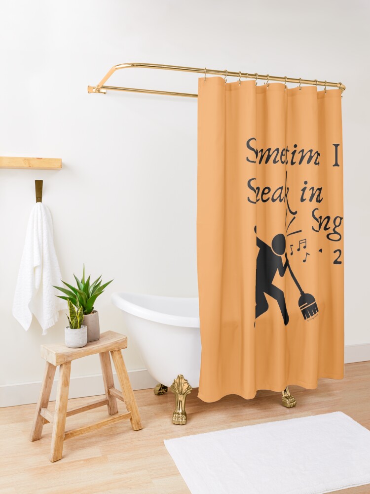 Alternate view of Sneak In A Song Funny Cleaning Humor Housekeeping Whimsical Gifts Shower Curtain