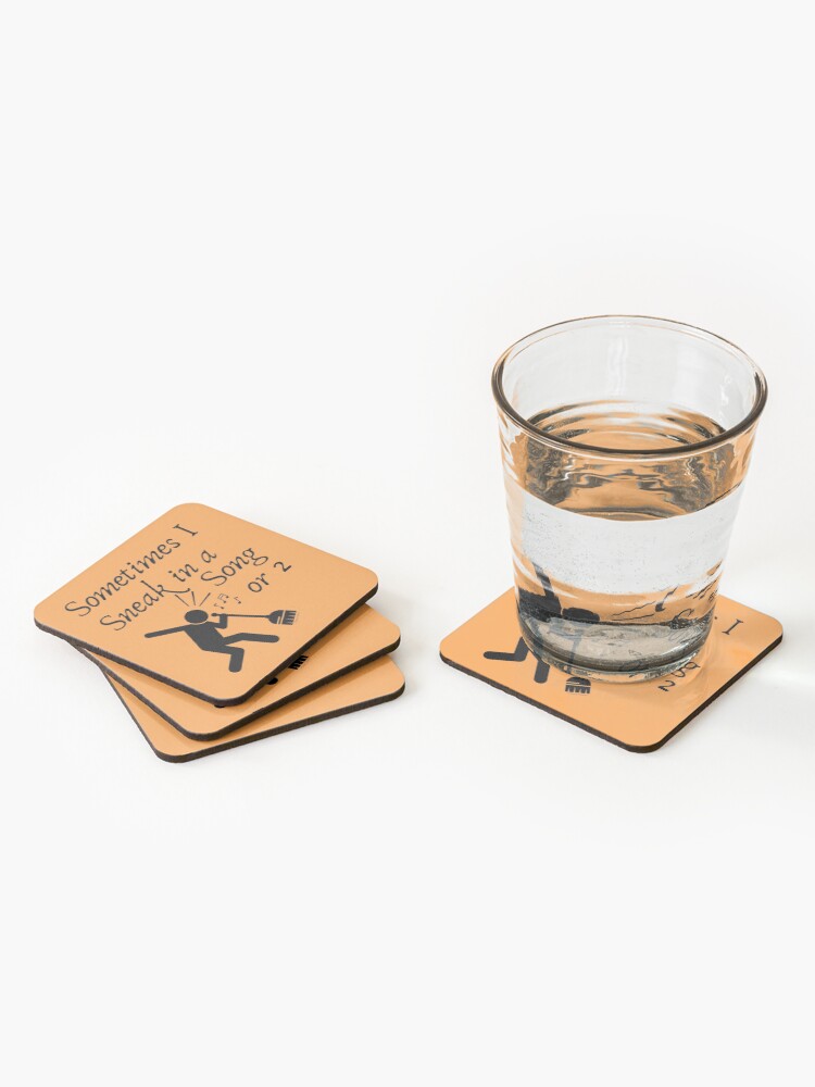 Thumbnail 2 of 5, Coasters (Set of 4), Sneak In A Song Funny Cleaning Humor Housekeeping Whimsical Gifts designed and sold by SavvyCleaner.