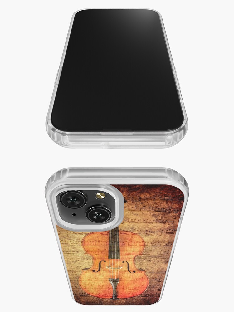 Funda de iPhone for Sale con la obra «Violonchelo clásico de madera con  partituras con aspecto vintage» de mcornelius