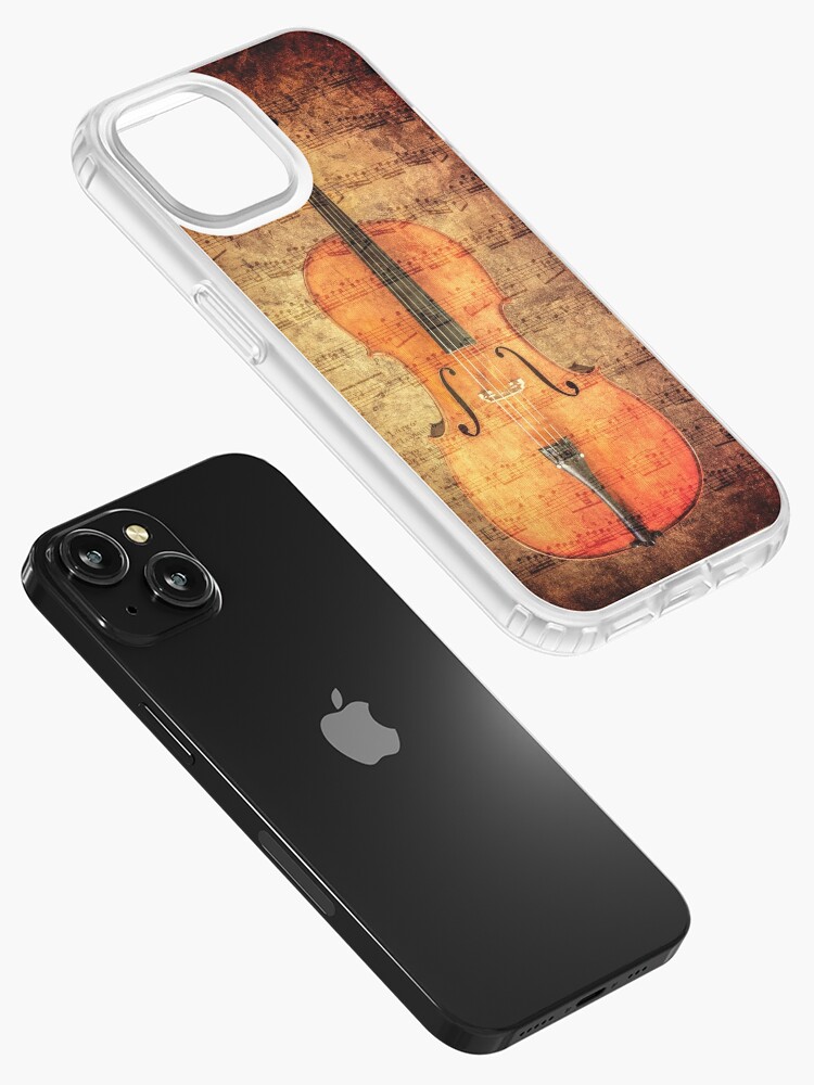 Funda de iPhone for Sale con la obra «Violonchelo clásico de madera con  partituras con aspecto vintage» de mcornelius