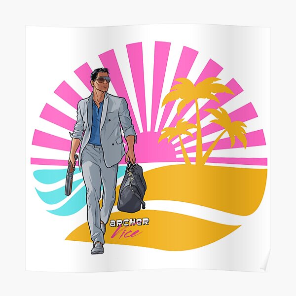 Archer Classic Sun Set Vice Palm S Poster By Adeelmushtaq Redbubble