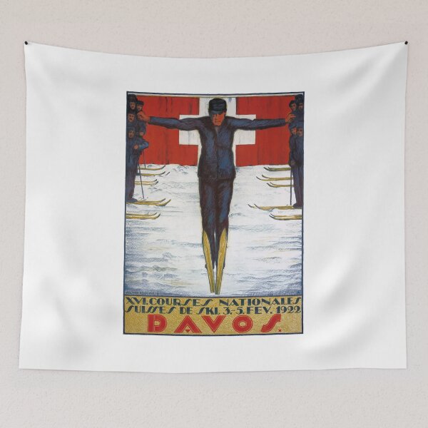 Item preview, 1922 SWITZERLAND Davos National Ski Races Poster designed and sold by retrographics.