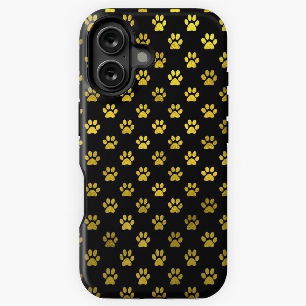 Item preview, Gold Black Dog Paw Metallic Faux Foil Polka Dot Texture Background Pattern designed and sold by SilverSpiral.