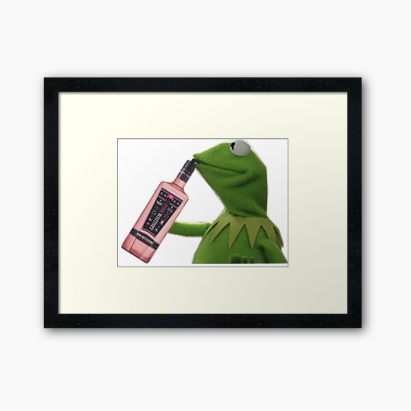 Vista previa del artículo con la obra «Kermit bebiendo whitney rosa», diseñado y vendido por emilyadelacruz.
