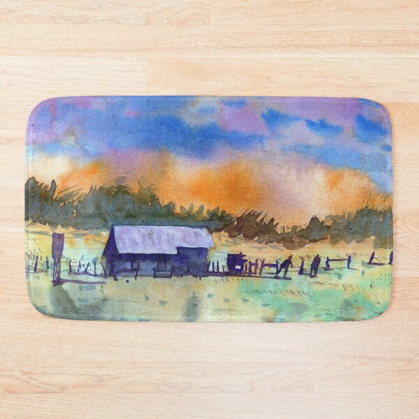 Item preview, Impressionist farm landscape in watercolour designed and sold by darrenyeoart.