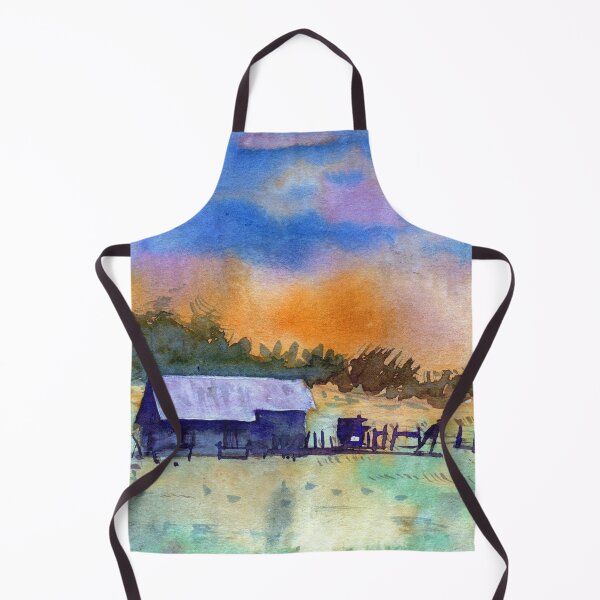 Item preview, Impressionist farm landscape in watercolour designed and sold by darrenyeoart.