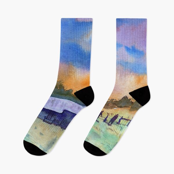 Item preview, Impressionist farm landscape in watercolour designed and sold by darrenyeoart.