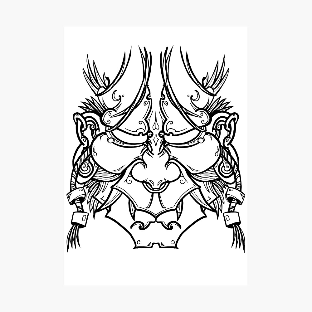 Unique Hanya Oni mask Graphic neo-traditional tattoo style" Poster Sale by Redbubble
