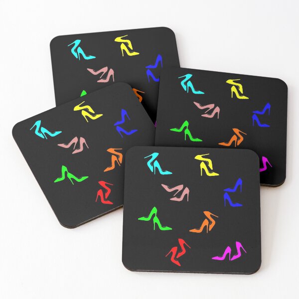Item preview, Dancing Stilettos in Rainbow Colors on Black designed and sold by Shapes-Mania.