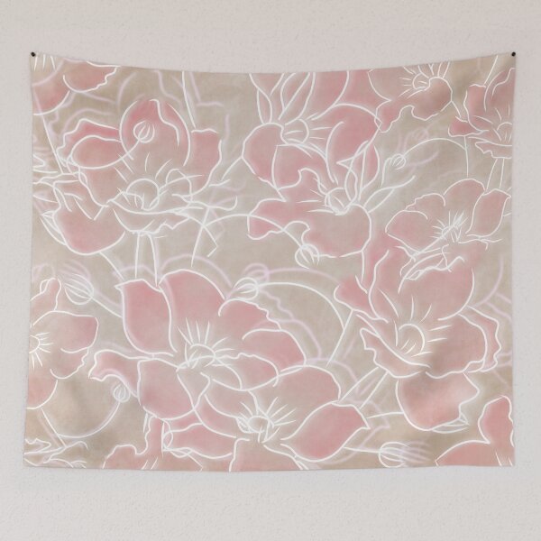 Item preview, Pink Flowers on Beige designed and sold by arialiuia.