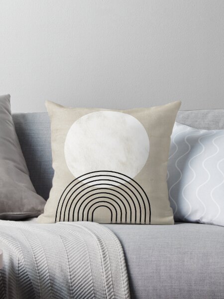 Item preview, Modern Geometric Beige, White and Black Arch and Circle Art designed and sold by klsystudios.