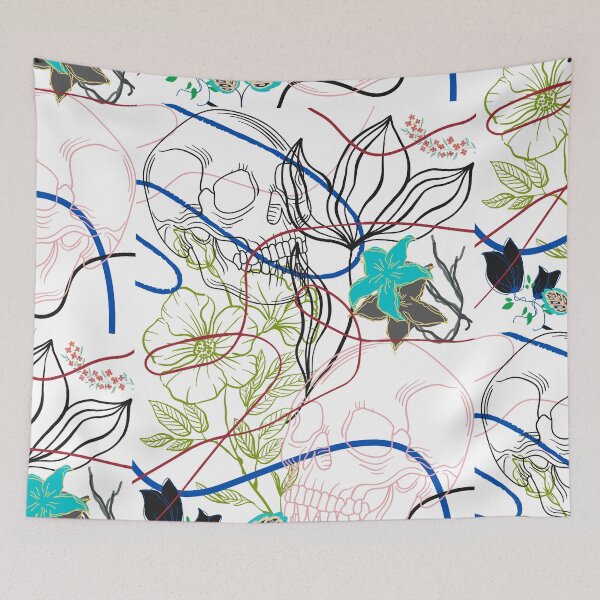 Item preview, Floral Skull Lines Graphic Trend Pattern  designed and sold by LittleIconShop.