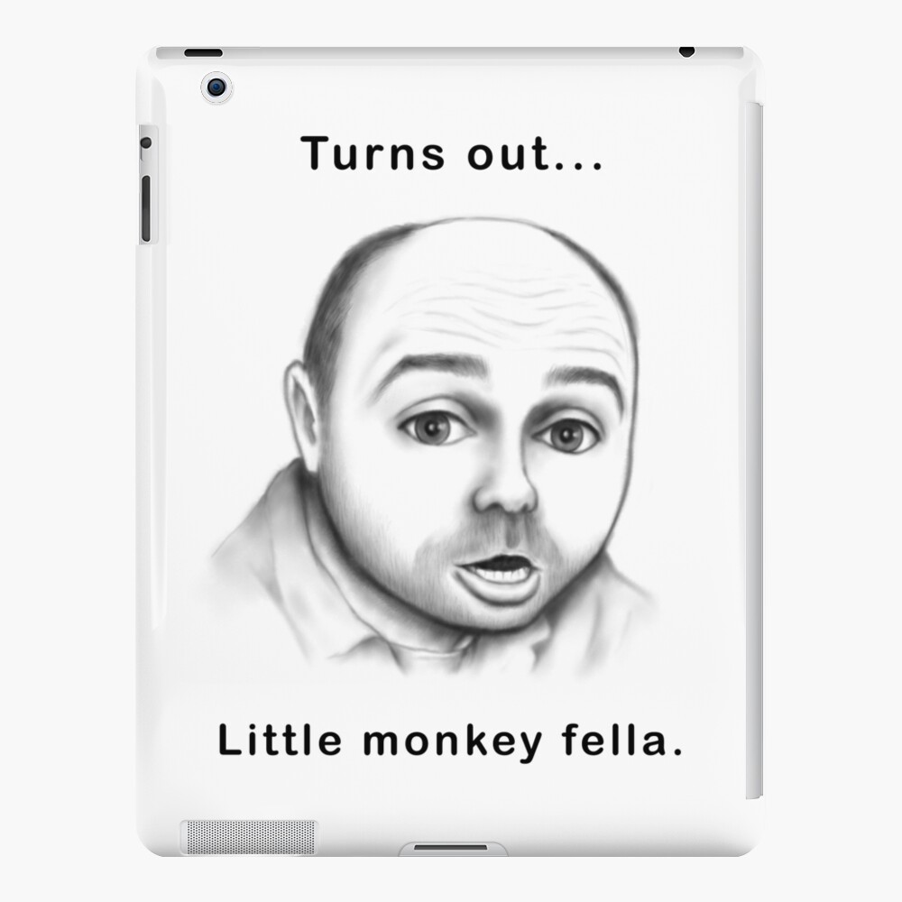 "Karl Pilkington - turns out... little monkey fella. Cartoon caricature